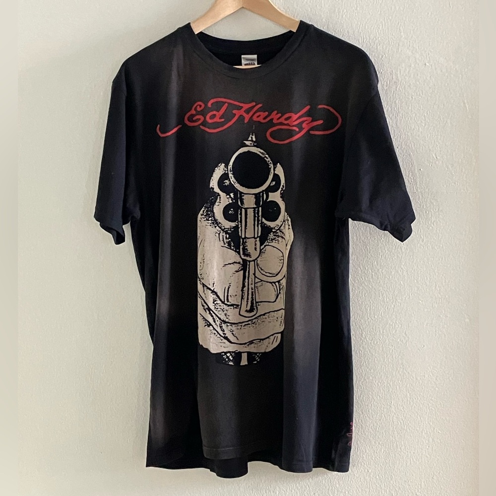 ED HARDY men’s black tee sz L